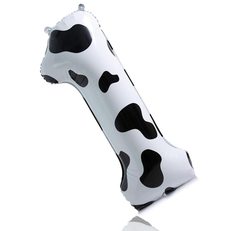 MANGO Cow Print Balloon Number 1  Farm Barn Decor for Kids 1st Birthday Party  Cowgirl Theme Supplies 40inch Balloon Decoration - Image 1