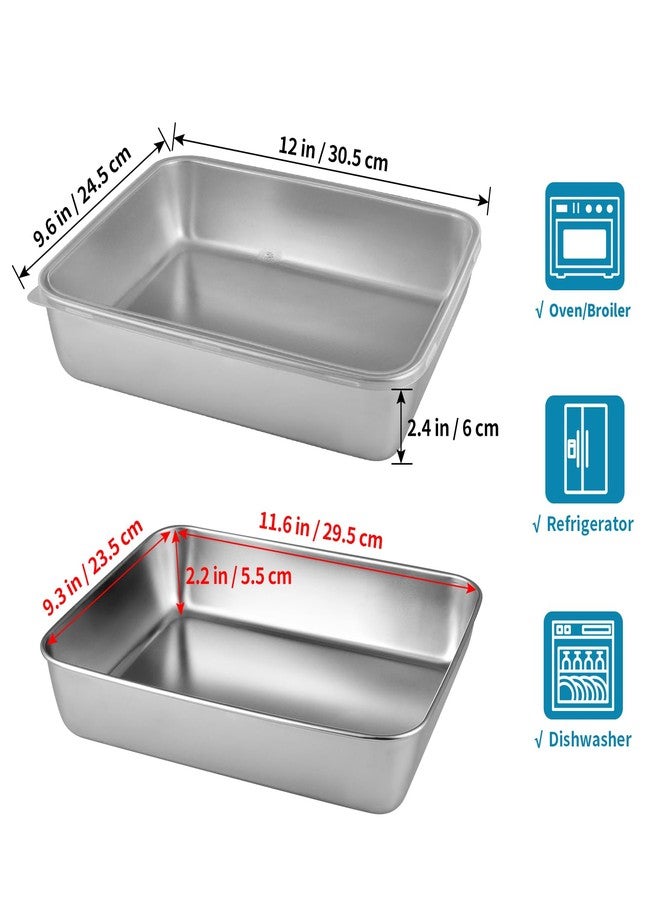 Sanbege 3 Pcs Stainless Steel Food Containers with Clear Lids, 12" x 9.6" Large Stackable Snack Storage Boxes, Deli Meat Keeper for Refrigerator or Picnic, BBQ Party - Image 3