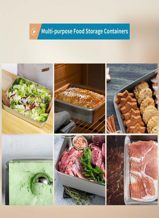 Sanbege 3 Pcs Stainless Steel Food Containers with Clear Lids, 12" x 9.6" Large Stackable Snack Storage Boxes, Deli Meat Keeper for Refrigerator or Picnic, BBQ Party - Image 5