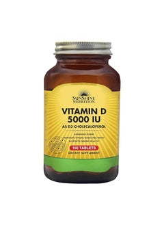SUNSHINE NUTRITION Vitamin D 5000 Iu (D3 Cholecalciferol), 100 Tablets | Promotes Strong Bones, Teeth | Supports Healthy Function | Gluten Free  - Image 1