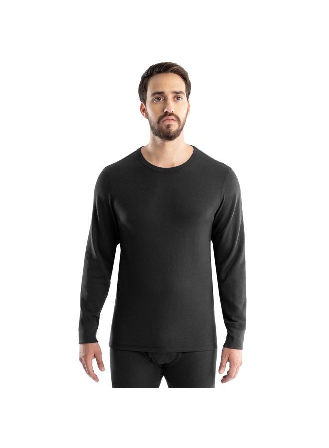 Realtree Men's Heavyweight Cotton Polyester Long Sleeve Thermal Underwear Top, Black, X-Large - Image 1