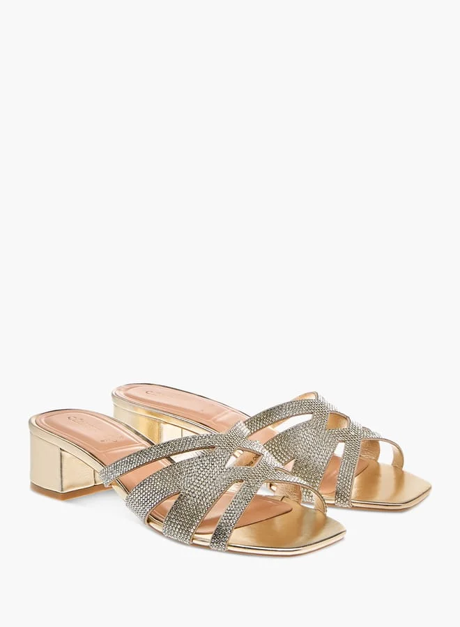 Celeste Womens Embellished Slip-On Sandals With Block Heels