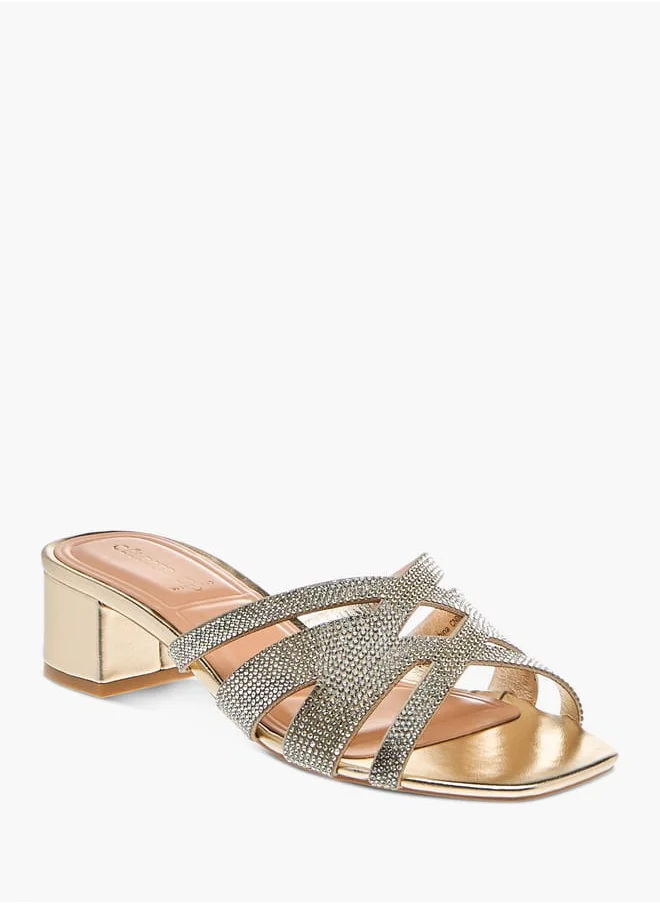 Celeste Womens Embellished Slip-On Sandals With Block Heels Ramadan Collection