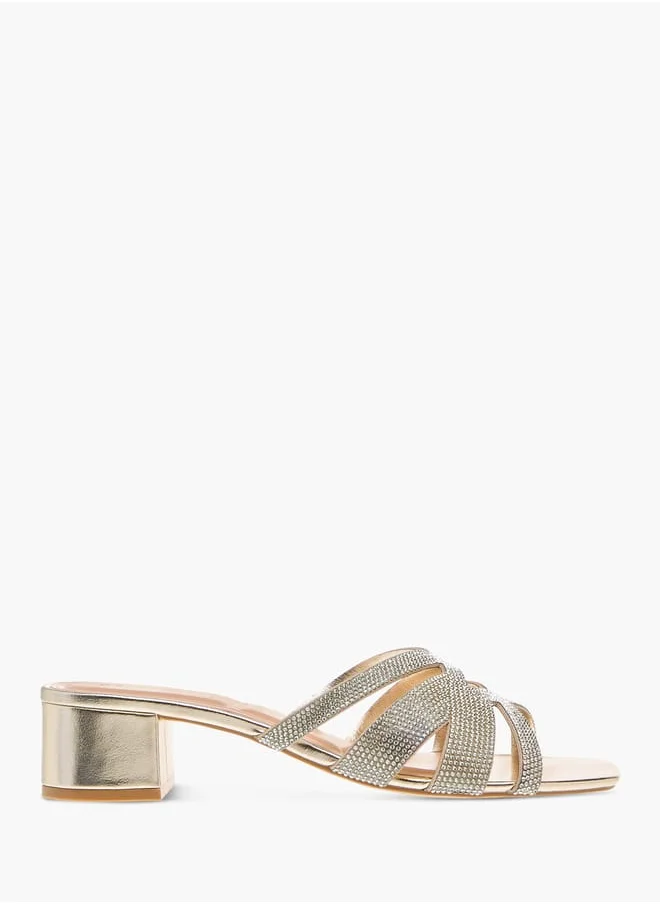 Celeste Womens Embellished Slip-On Sandals With Block Heels Ramadan Collection