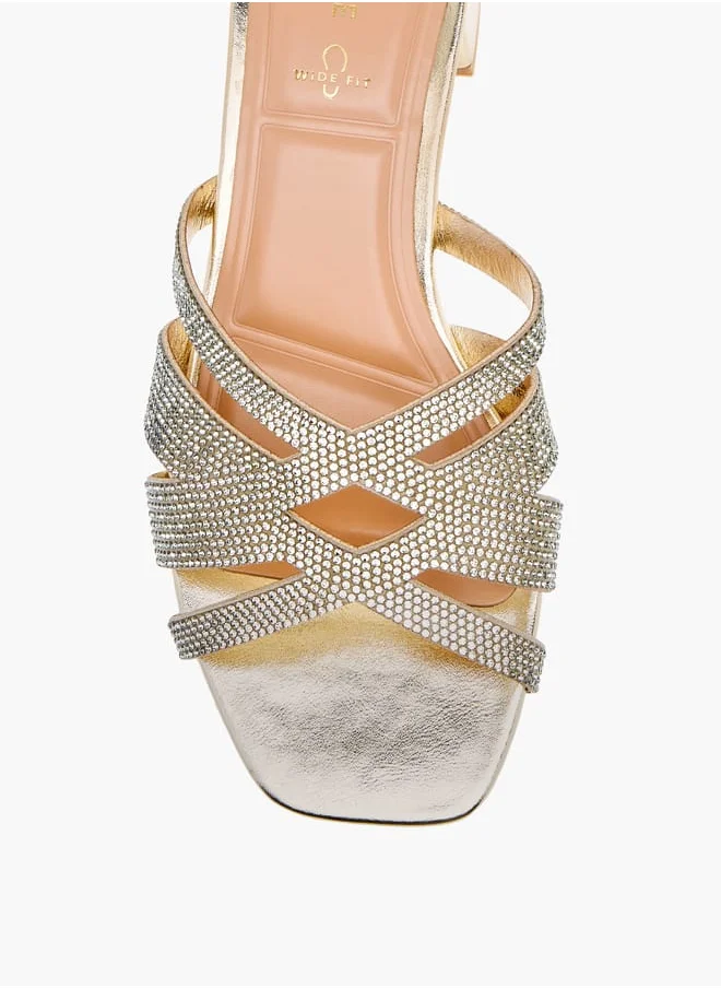 Celeste Womens Embellished Slip-On Sandals With Block Heels Ramadan Collection