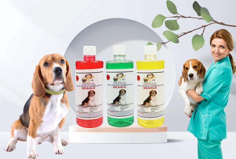 SWACCH Shampoo Specially FORMULATED for Beagle (500ML) (Combo Pack of 3) Jasmine, NEEM ALOVERA, Lemon - Image 1