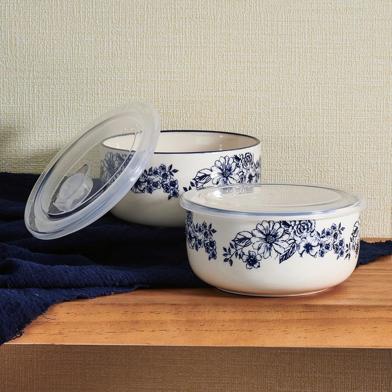Pfaltzgraff Gabriela Storage Bowls 6 inch Blue and White - Image 3