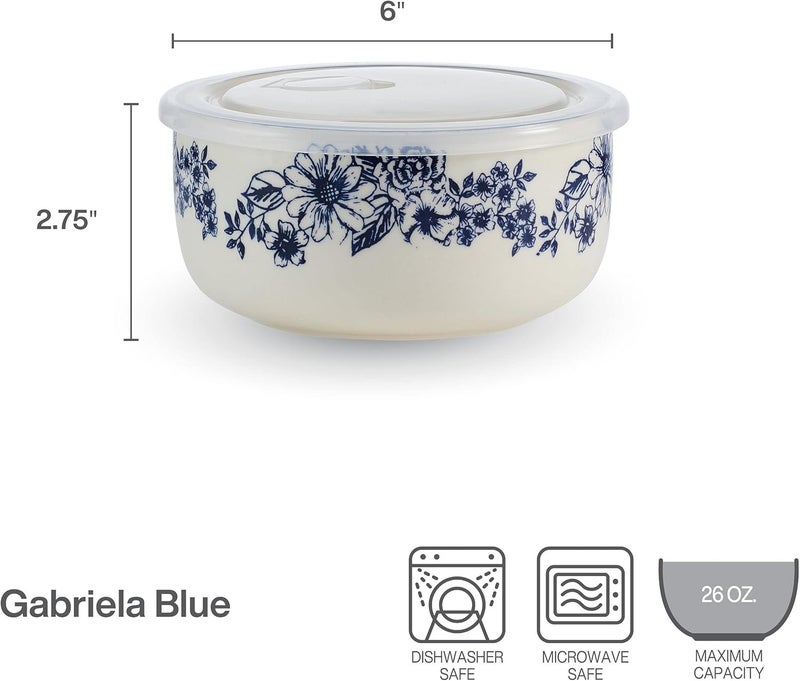 Pfaltzgraff Gabriela Storage Bowls 6 inch Blue and White - Image 2