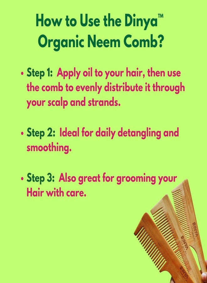 Dinya Neem Comb Set of 3 - Natural Wooden Hair Combs (Handle Comb, 2-in-1 Comb, Pintail Comb) - Pure Neem Combs -Friendly & Anti-Static - Perfect for Healthy Hair! - Image 5
