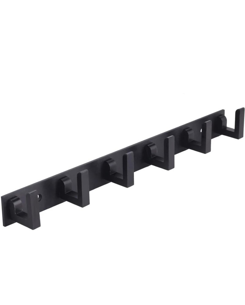 Deeplax Black floraa Heavy Duty 6 Pin Bathroom Cloth Hooks, Door Hanger, Wall Hooks Rail for Hanging Clothes and Keys, Bathroom Accessories Black Glossy Finish, (Pack of 1) - Image 1