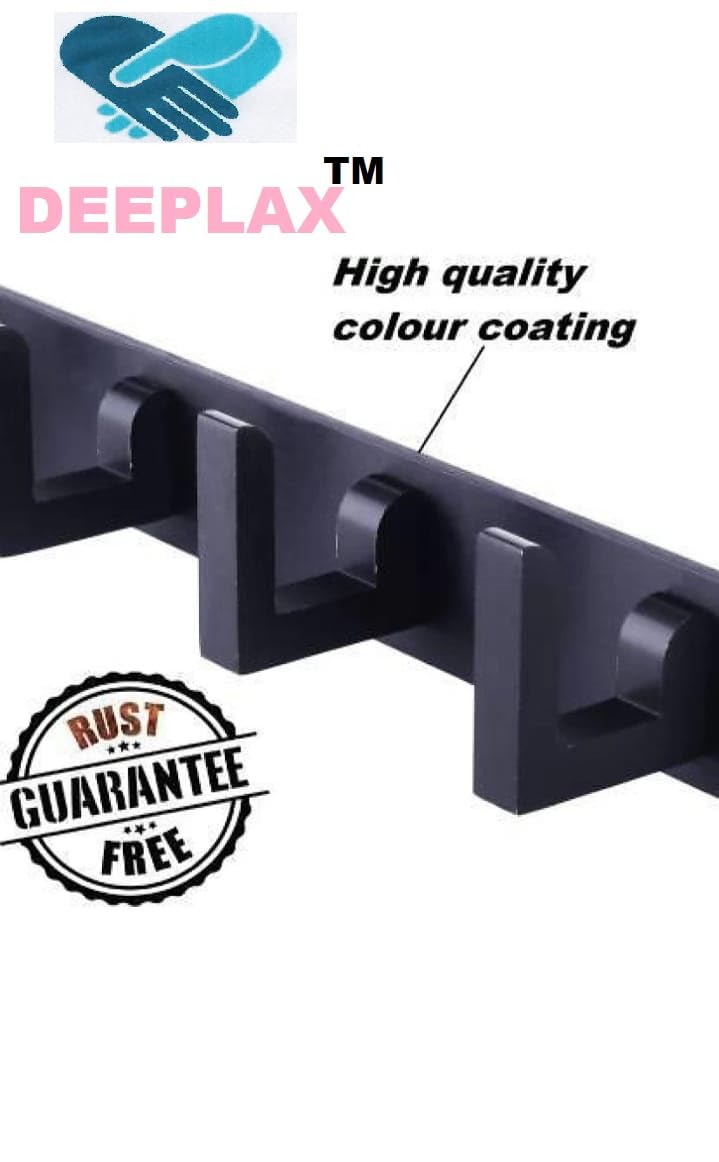 Deeplax Black floraa Heavy Duty 6 Pin Bathroom Cloth Hooks, Door Hanger, Wall Hooks Rail for Hanging Clothes and Keys, Bathroom Accessories Black Glossy Finish, (Pack of 1) - Image 2