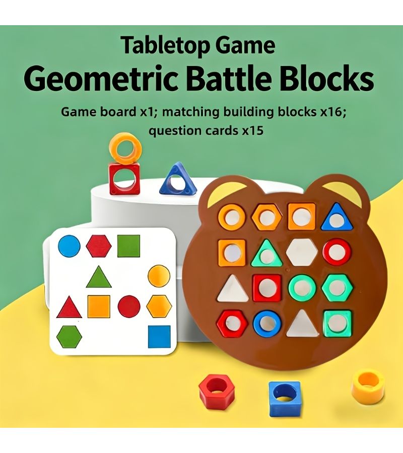 Geometric Shape Matching Two Player Battle Educational Tabletop Building Blocks Single Version - Image 4