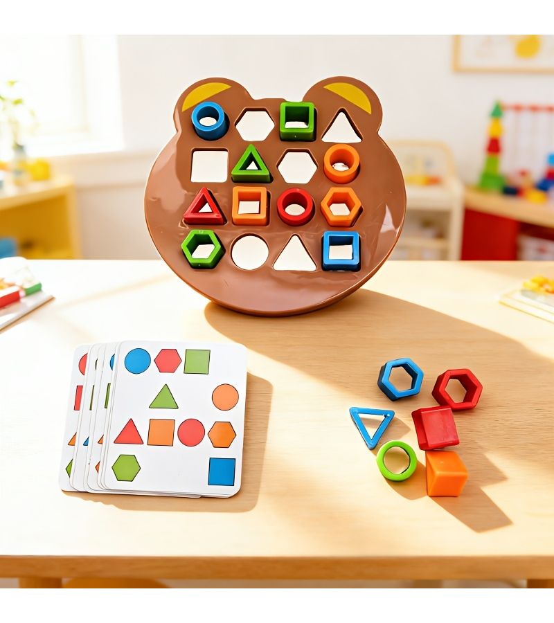 Geometric Shape Matching Two Player Battle Educational Tabletop Building Blocks Single Version - Image 2