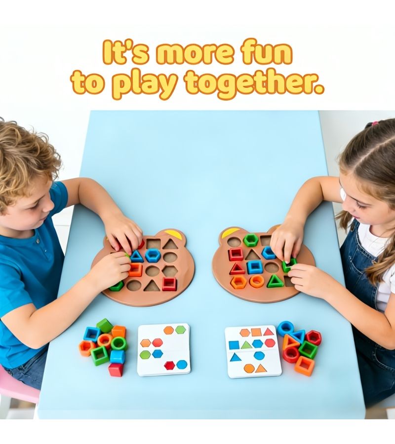 Geometric Shape Matching Two Player Battle Educational Tabletop Building Blocks Single Version - Image 1