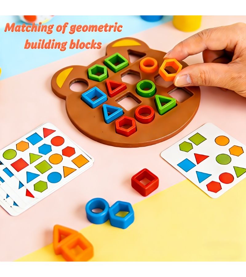Geometric Shape Matching Two Player Battle Educational Tabletop Building Blocks Single Version - Image 5