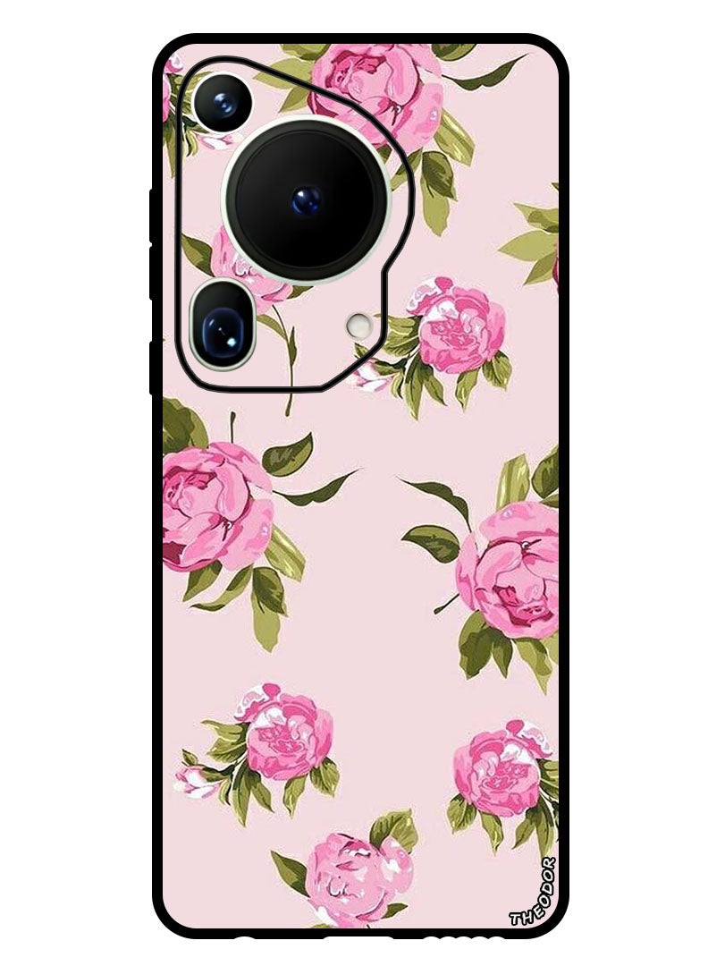 Theodor Protective Case Anti Scratch Shock Proof Bumper Cover For Huawei Pura 70 Ultra Hand Painting Pink Flower - Image 1