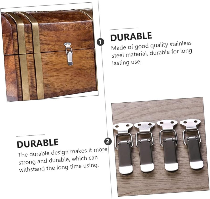 TEHAUX 8pcs Stainless Steel Hasps Box Buckles Smooth Operation Practical for Cases - Image 3