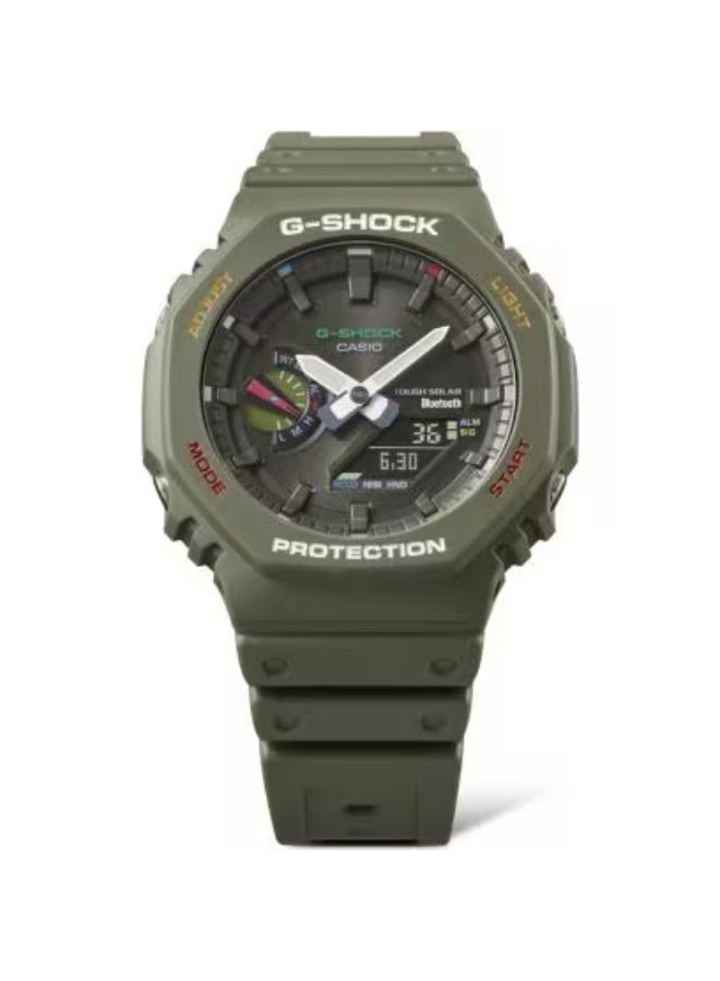 Casio G-Shock GA-B2100FC-3ADR Carbon-Core Octagon Bluetooth Solar Watch – Green Resin Band, 200m Water-Resistant, Analog-Digital Timepiece - Image 3