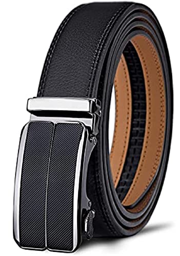 Contacts Genuine Leather Belt for Men with Autolock Buckle - Micro Adjustable Belt Fit Everywhere | Formal & Casual | Elegant Gift Box (21 Black)… - Image 1