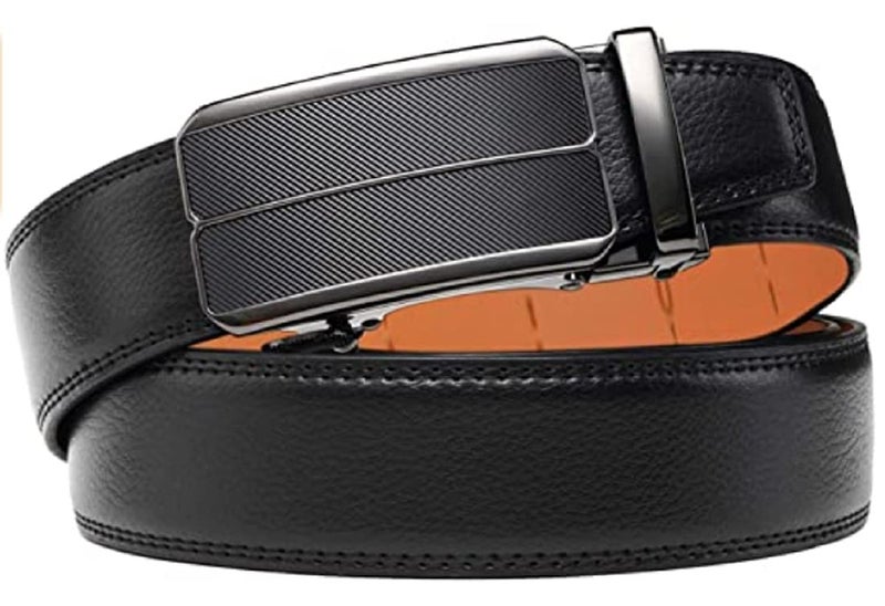 Contacts Genuine Leather Belt for Men with Autolock Buckle - Micro Adjustable Belt Fit Everywhere | Formal & Casual | Elegant Gift Box (21 Black)… - Image 2