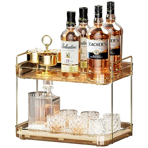 Seoneiro Whiskey Tray, Glass Cup Rack, Mug Holder, Coffee Cup Organizer, Bathroom Countertop Organizer with Drain Board Wine Glass Decorative, Food Tray, Kitchen Spice Rack - Image 1