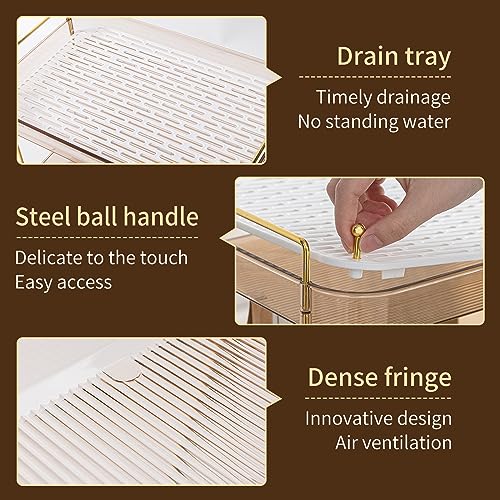 Seoneiro Whiskey Tray, Glass Cup Rack, Mug Holder, Coffee Cup Organizer, Bathroom Countertop Organizer with Drain Board Wine Glass Decorative, Food Tray, Kitchen Spice Rack - Image 3