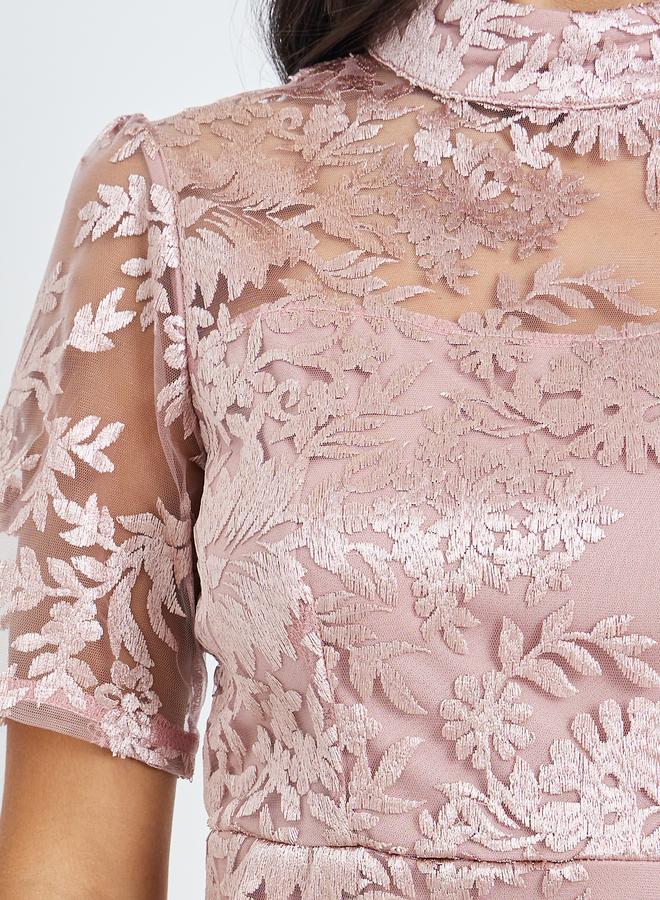 Styli Pink All-Lace Mermaid Hem Midi Dress - Image 4