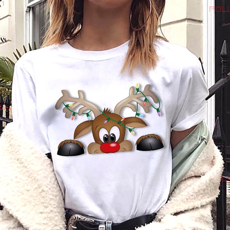 Cross-border supply T-shirt printed T-shirt women's short-sleeved women's clothing - Image 1