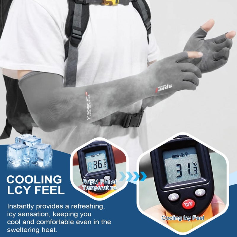 CoolShef قفازات حماية الشمس CoolShef لأذرع UV للرجال والنساء، قفازات يدوية تبريد ضاغطة للصيف، الرياضة والتمارين، تغطية الوشم لركوب الدراجات - Image 4