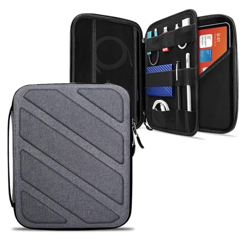 FLORICAN Portfolio Case & Gadget Organizer/Protective Pouch/Business Storage Case with iPad Sleeve for iPads & Tablets Upto 11, Accessories Pocket for Pencil, Cables, Hubs, Tech Kit, Office Bag, Grey - Image 1