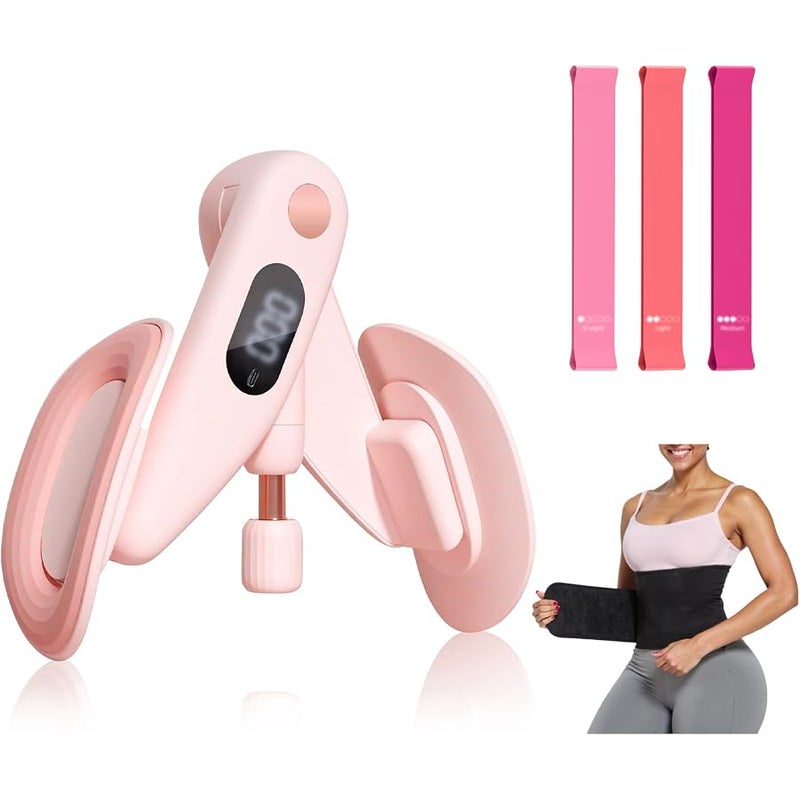 Thigh Master, Pelvic Floor Muscle Trainer Adjustable Resistance Inner Thigh Exerciser, Upgraded 360° LED Inner Thigh Exerciser, Kegel Trainer for Postpartum Rehabilitation 20LB Resistance Band - Image 1