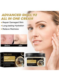 EELHOE Advanced Snail 92 All In One Cream,Moisturizing Acne Scar Removal Cream , Anti-Aging & Wrinkle Removal and Whitening, Improve Skin Nourishing Collagen Essence Cream For Improve Damaged Skin 100ml  - Image 3