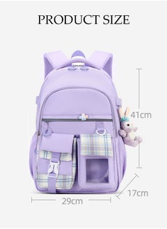 DUNISO Girl' s School Backpacks Multi-pocket Large Capacity School Bag with Compartments Waterproof Wear-resistant Book Bag Backpack for Little Gril Teen Kids Primary School Students pendant is in the bag  - Image 4