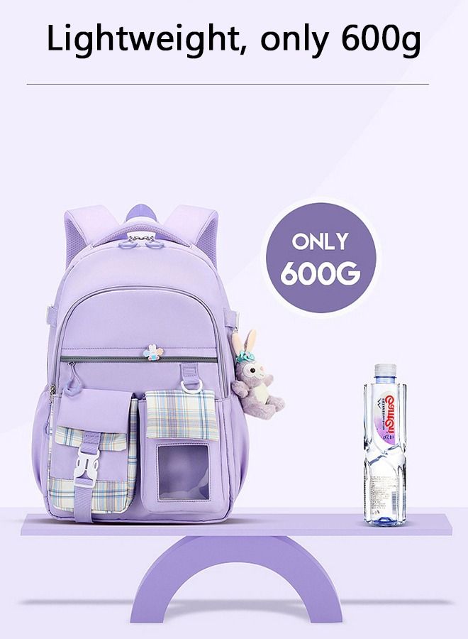 DUNISO Girl' s School Backpacks Multi-pocket Large Capacity School Bag with Compartments Waterproof Wear-resistant Book Bag Backpack for Little Gril Teen Kids Primary School Students pendant is in the bag - Image 2