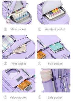 DUNISO Girl' s School Backpacks Multi-pocket Large Capacity School Bag with Compartments Waterproof Wear-resistant Book Bag Backpack for Little Gril Teen Kids Primary School Students pendant is in the bag  - Image 5