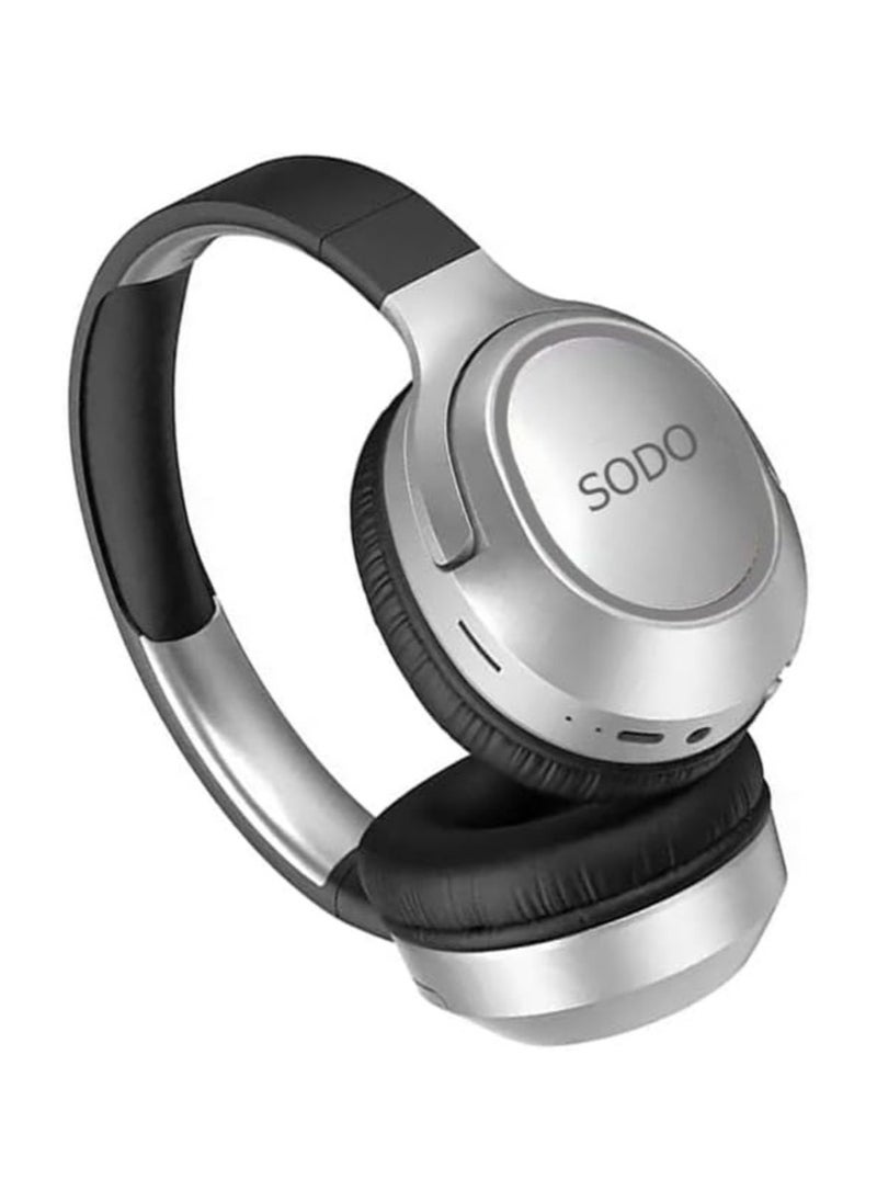 SODO - Headset SD-1105 Wireless Stereo Over Ear Headphones Black/Silver - Image 1