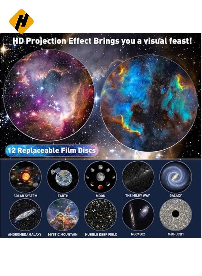 هوها Planetarium Star Projector - Starry Sky & Solar Solar System Constellation Light ، إسقاط القمر والنجوم للأطفال والكبار - المسرح المنزلي ، غرفة النوم ، ديكور غرفة المعيشة (أبيض) |Star12in1  - Image 3