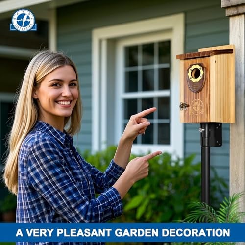 SISTERBIRD Pack of 2 Bluebird Houses for Outside, Premium Wooden Bird House, Bluebird House for Outdoor, Courtyard Decoration Bird Nest, Bluebird Finch Swallow Wren Chickadee - Image 4