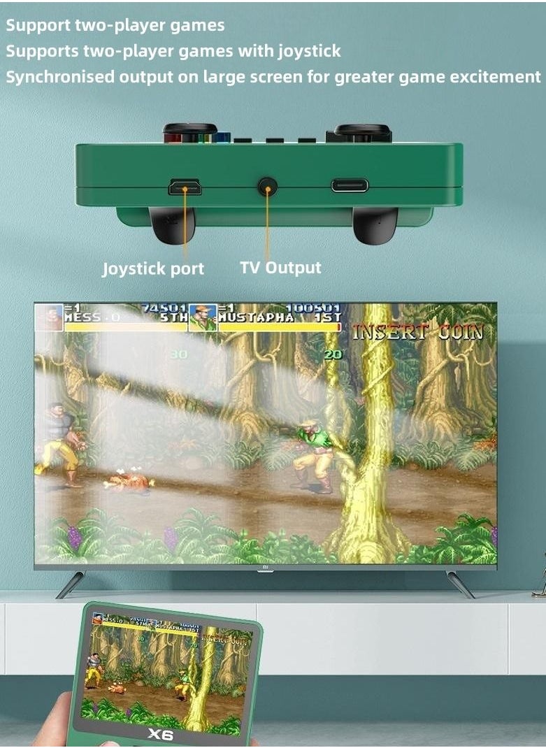 Generic - Handheld Game Console, Retro Game Console, Supports TV Output, Built-in 32GB Cassic Games (10000+), 3.5-inch OCA IPS Screen, Dual 3D Joystick, 11 Emulators (Green) - Image 1