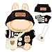CHICHO 17cm Doll Outfits for Labubu Kawaii Chic Style Set for 17cm Dolls Cute Doll Clothes with Accessories Button Up Stripe Black Sweater Black Hat White Bag Clothes Only - Image 3