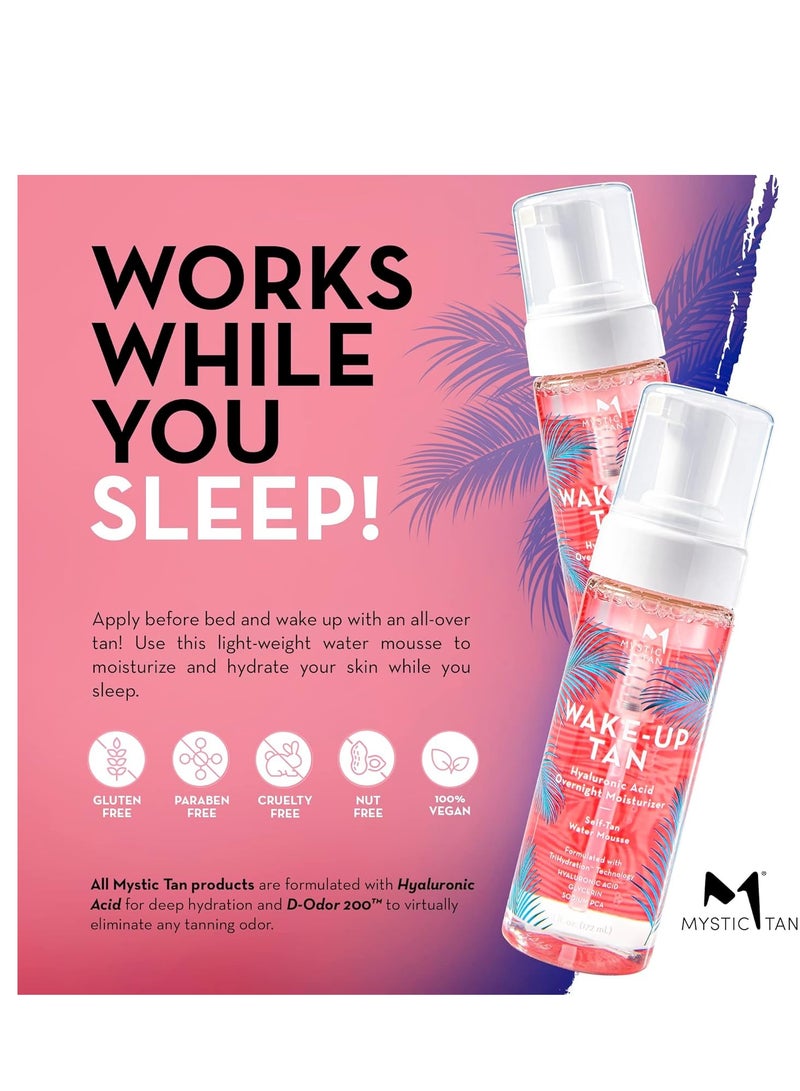 Mystic Tan Mystic Tan Self Tanning Bundle: Wake-Up Tan Self Tanner Water Mousse 5.5 fl. oz. + Streak Free Tan Applicator Mitt - Hyaluronic Acid Overnight Moisturizer, Easy-to-Use, Works While You Sleep - Image 3