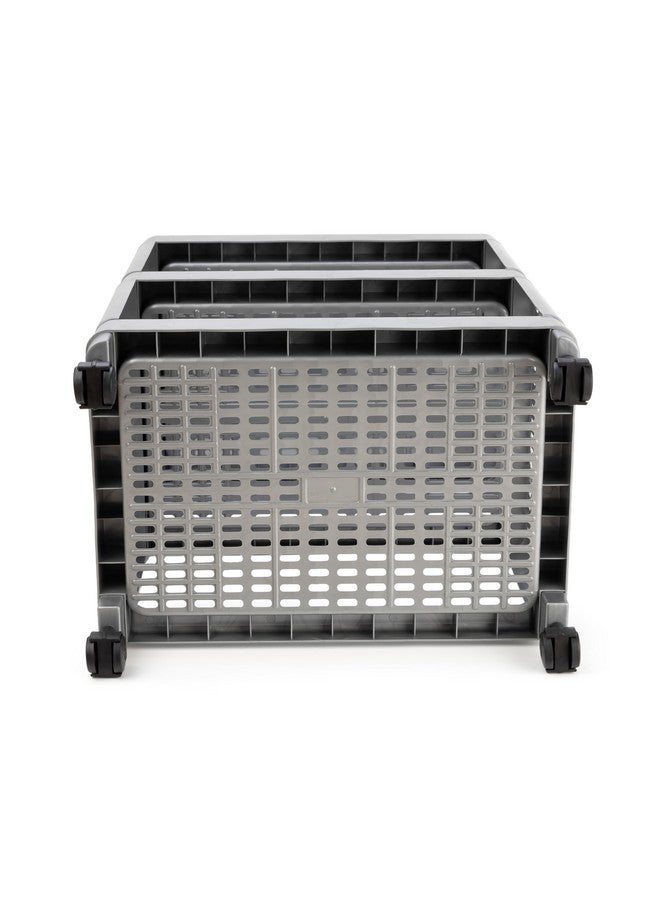 Biltoxi Plastic Multipurpose Storage Organizer With 2 Shelves for Home, Kitchen, Bathroom | Kitchen Trolley With Wheels (Silver) - Image 5