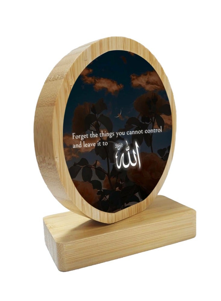 Service Zone Protective Printed White Round Shape Wooden Photo Frame for Table Top Forget The Things You Cannot Control And Leave It To Allah  - Image 2