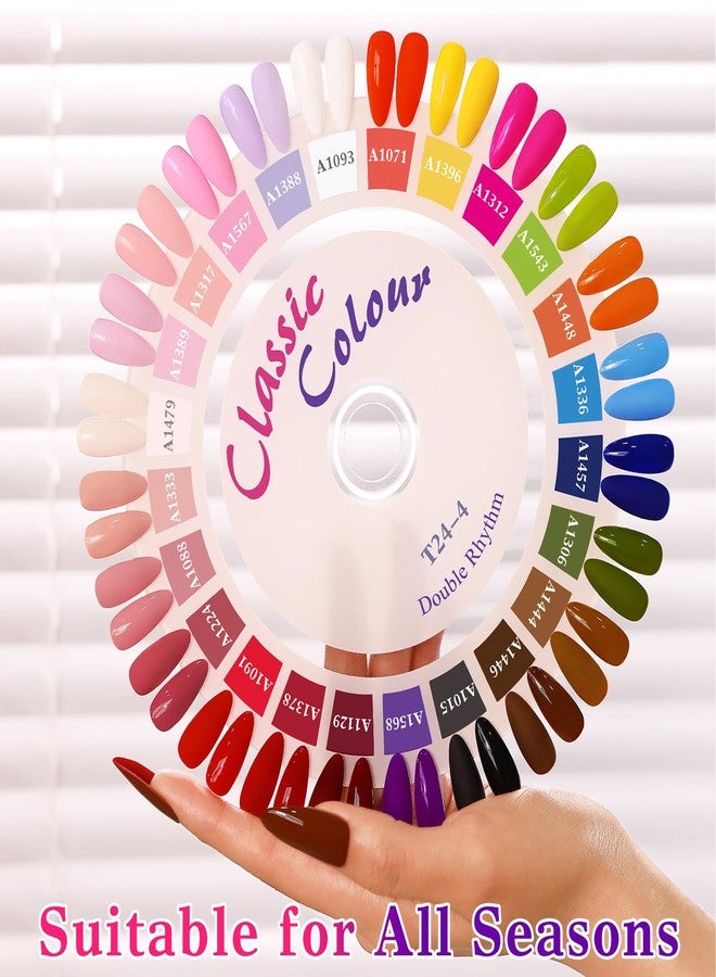 Double Rhythm مجموعة طلاء أظافر جل 28 قطعة 0.5 أونصة بتصميم مزدوج بنفس اللون ونفس الزجاجة مجموعة طلاء جل قابلة للإزالة فن الأظافر صالون العناية بالأظافر افعلها بنفسك في المنزل للنساء (مجموعة الأحمر والوردي - T24-4) - Image 3