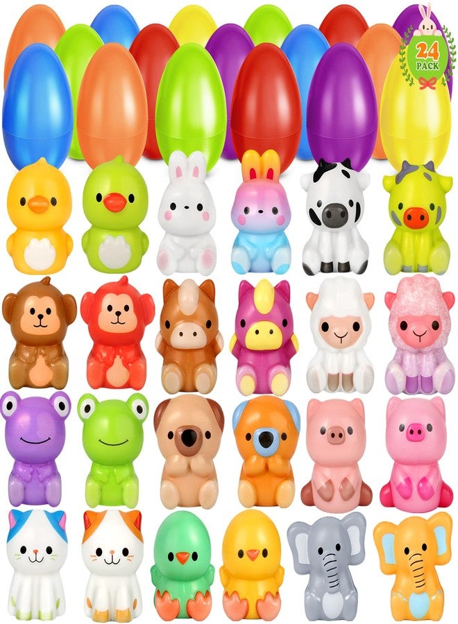 OCHIDO 24 Pack Easter Eggs Filled with Animal Squeeze Toys, Easter Basket Stuffers for Kids, Easter Basket Essentials, Easter Egg Hunt Game, Easter Party Favors for Classroom Prizes - Image 1