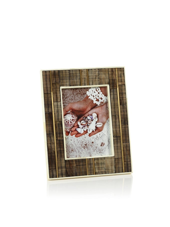 DAKAR SHAGRIN HORN PHOTO FRAME WITH BONE AND BRASS INLAY 5X7
