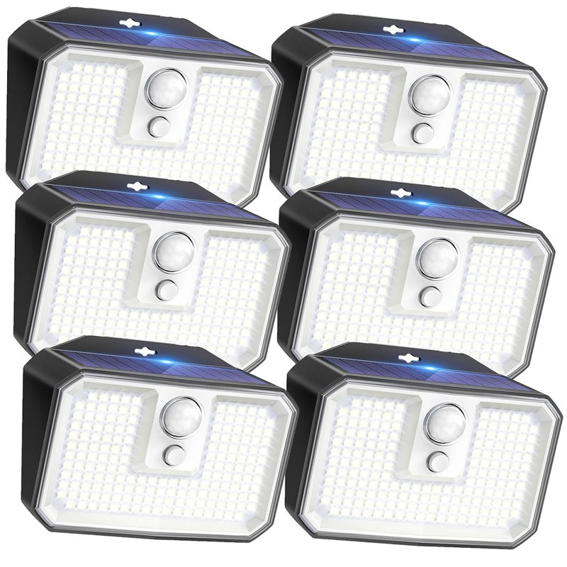 CLAONER 6-Pack Solar Motion Sensor Lights Outdoor, 168 LED Waterproof Security Light with 3 Modes, for Garden, Fence, Garage, Deck, Door Step - Image 1
