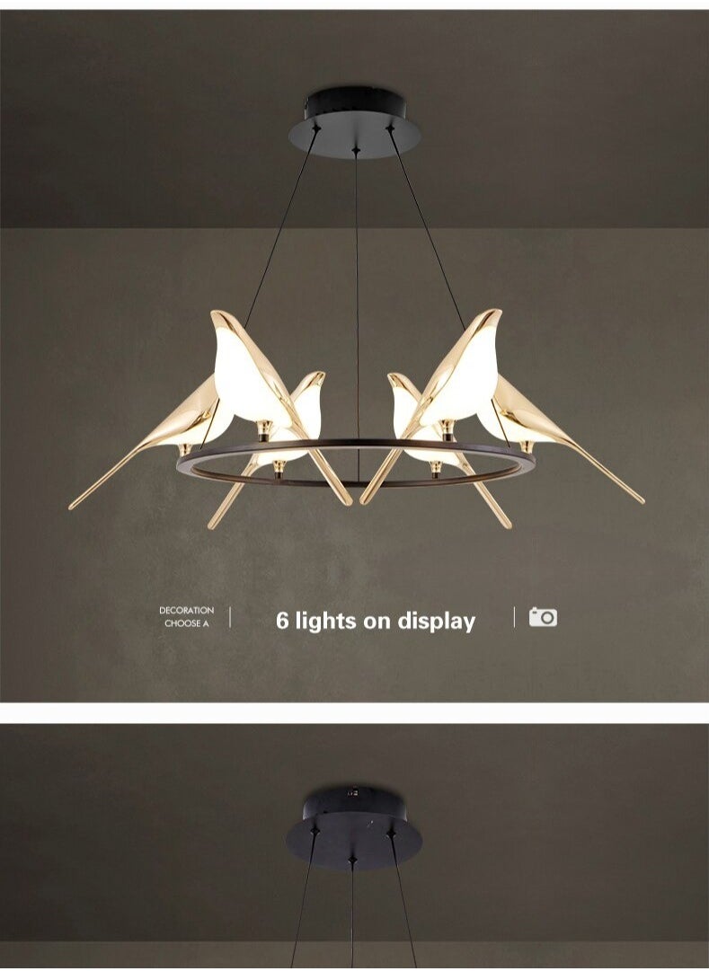 CME Round LED chandelier with 6 birds design  - Image 5