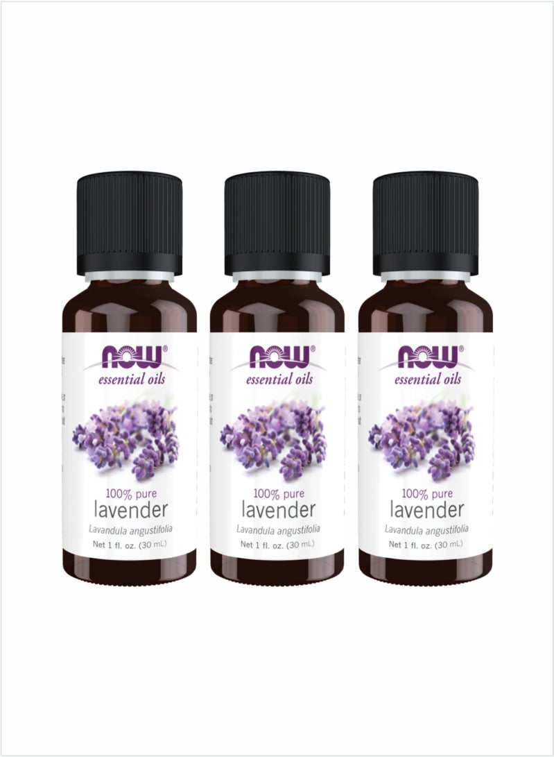 NOW Lavender Essential Oil - Pure Relaxation Aromatherapy, 30ml (Pack of 3)