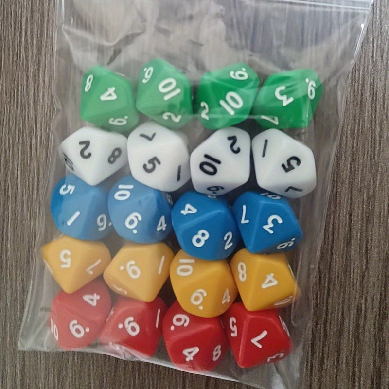 Blue 20 Piece 16mm Multi Sided Dice Set Numbers 1 10 for Math Games - Image 3
